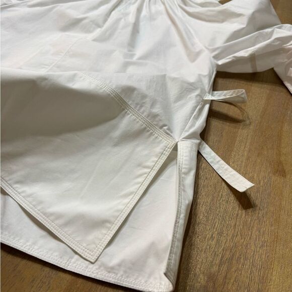 Proenza Schouler Pleated High Neck Blouse Small Cotton Poplin White Long Sleeve - Picture 8 of 16